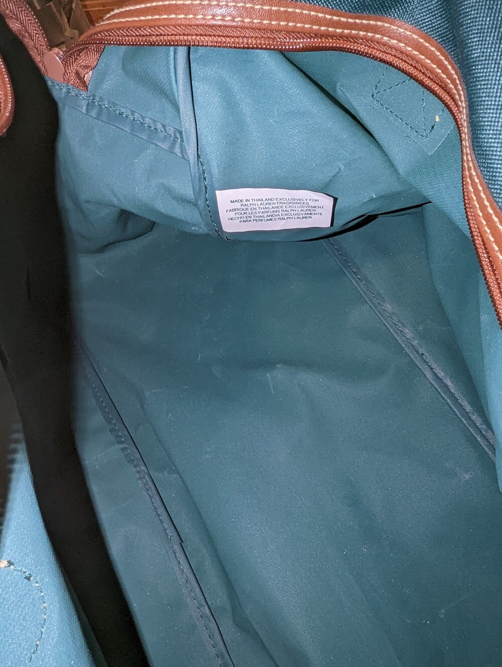 Vintage Polo Ralph Lauren Fragrance Green Brown Duffel Bag Travel Gym Tote - Picture 10 of 11